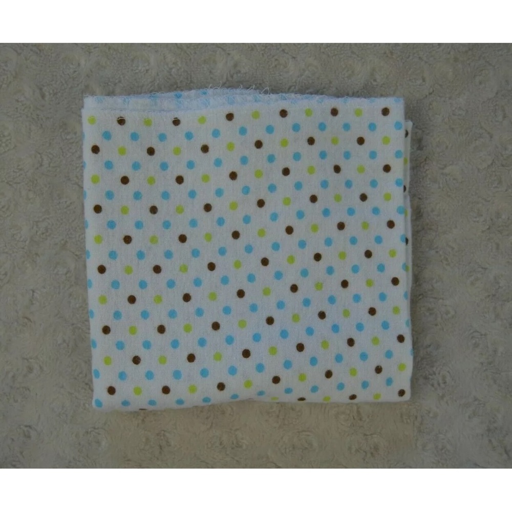 Nuby Polka Dot Receiving Baby Blanket White Blue Brown Green Spot Flannel Cotton